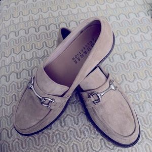 Tan suede loafers